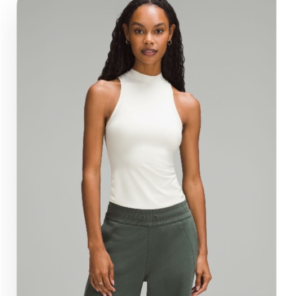 Lululemon Athletica Wundermost Ultra-soft Nulu Mockneck Cream Tank Top- Medium